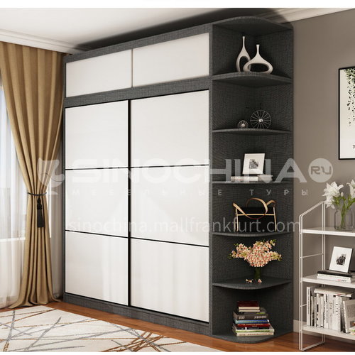 XDD-5520- Nordic modern style, paint-free board, storage grid, high-end sliding door, Nordic modern wardrobe